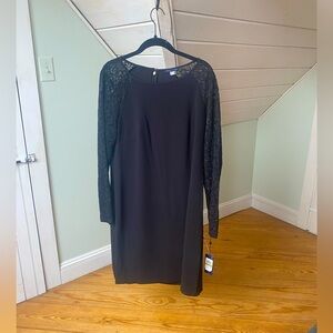 NWT Tommy Hilfiger Little Black Dress Lace Long Sleeves Size 14